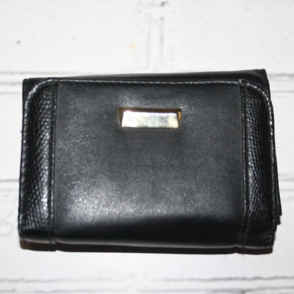 🖤✨ Black Trifold Wallet · Genuine Leather · 5" × 4" - Picture 1 of 5